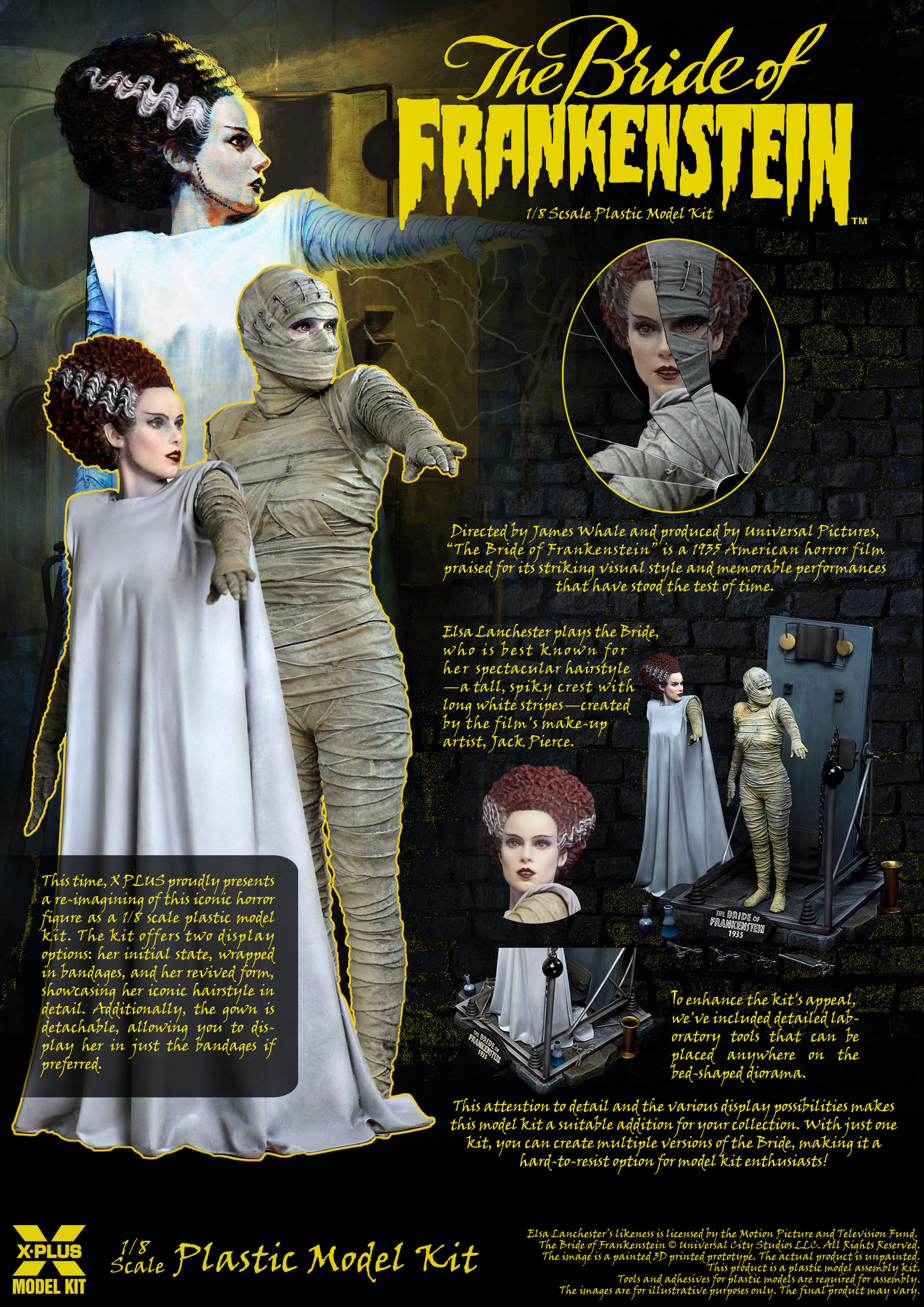 The Bride of Frankenstein 全プラスチック組立キット 1/8 X-Plus The Bride of Frankenstein Plastic Model Kit